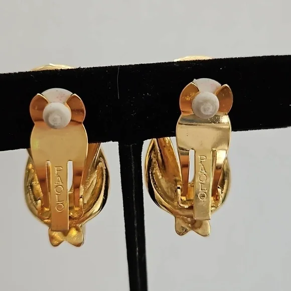PAOLO GUCCI Gold Tone Twisted Clip-on Earrings - Picture 3 of 5